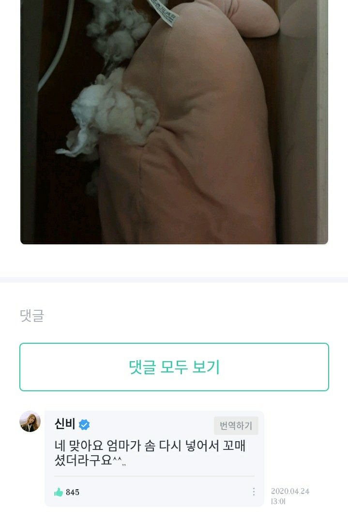 : unnie, isn't this the doll that Angkko bit last time ?? ㅋㅋㅋㅋㅋㅋㅋㅋㅋ yes, that's right, my mom put the cotton back again and sewed it up^^,,