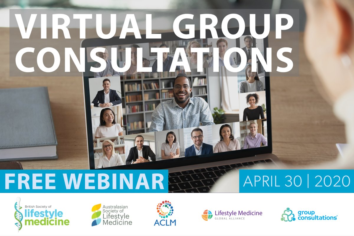 Register now for our second free webinar on virtual group consultations👇
ow.ly/cAav50znc5g
How can we deliver continuity of care during #covid-19? Join us on April 30 to find out.
<a href="/ACLifeMed/">American College of Lifestyle Medicine</a> <a href="/ASLMLifeMed/">Lifestyle Medicine</a> <a href="/LifeMedGlobal/">Lifestyle Medicine Global Alliance</a>