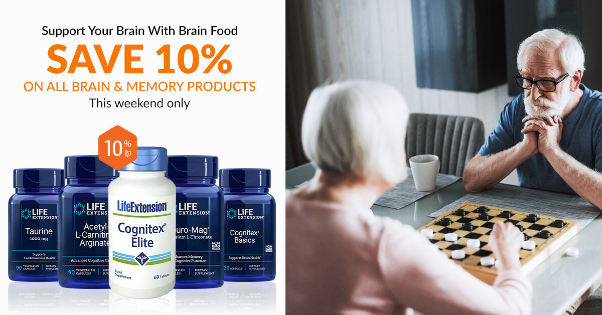 LifeExtensionEU's tweet image. Save 10% on all Brain &amp;amp; Memory products. This weekend only!
Taking care of your brain health means taking care of your cognitive, nervous, and memory function. 
bit.ly/2XZTxee