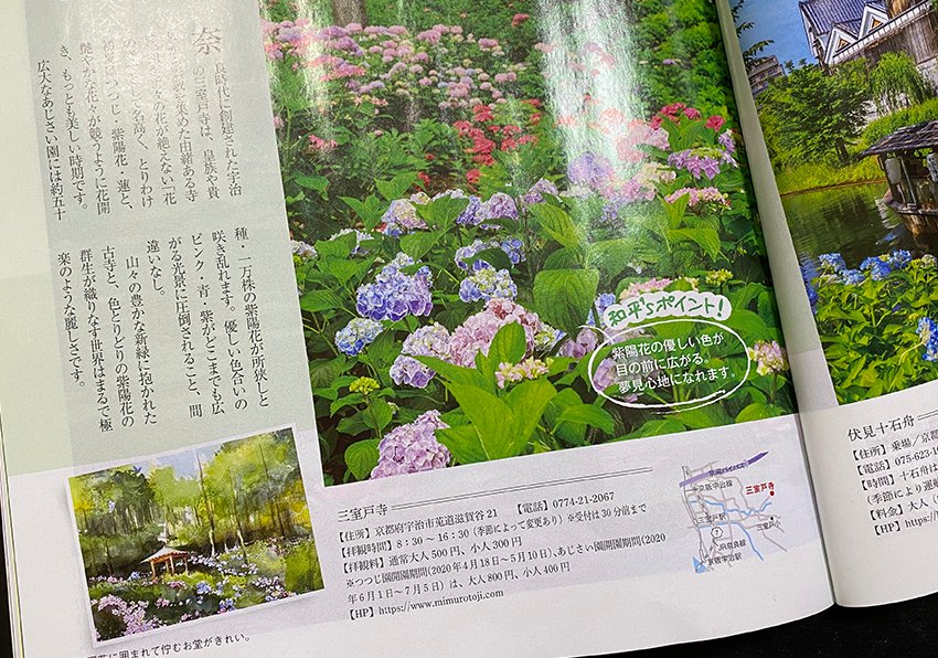 お茶と京都の情報を伝える「月刊茶の間」5月号に掲載されました。「水彩画家だけが知っている 本当に美しい新緑の京都」です。 #Watercolor #スケッチ #水彩画 #三室戸寺 #月刊茶の間 #東福寺 #勧修寺 #勝林寺 #透明水彩 #京都水彩画塾 #藤田わへい 