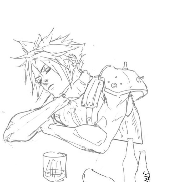 Some blah blah sketches blah #ff7 #ff7remake #wip #sketches #digitalart #art #finalfantasy #cloudstrife #sephiroth #illustration #?