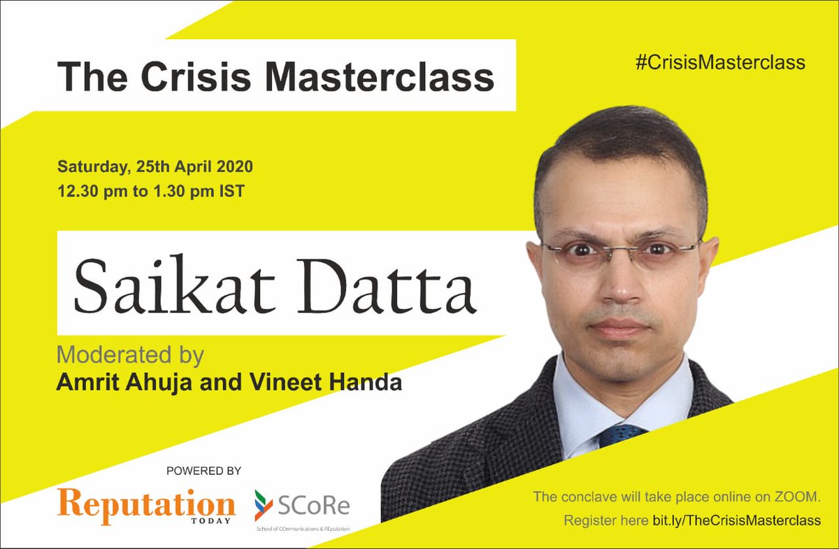 KaizzenComm's tweet photo. Join Senior journalist @saikatd - The #CrisisMasterclass, where he shares what he & the team did to help Gurgaon deal with the crisis. The session is moderated by our CEO, @vineetalways, and Communication Consultant, @amritahuja, on April 25th.
Sign up now https://t.co/hZ90Xc0DBP https://t.co/Y2E41uBn4O