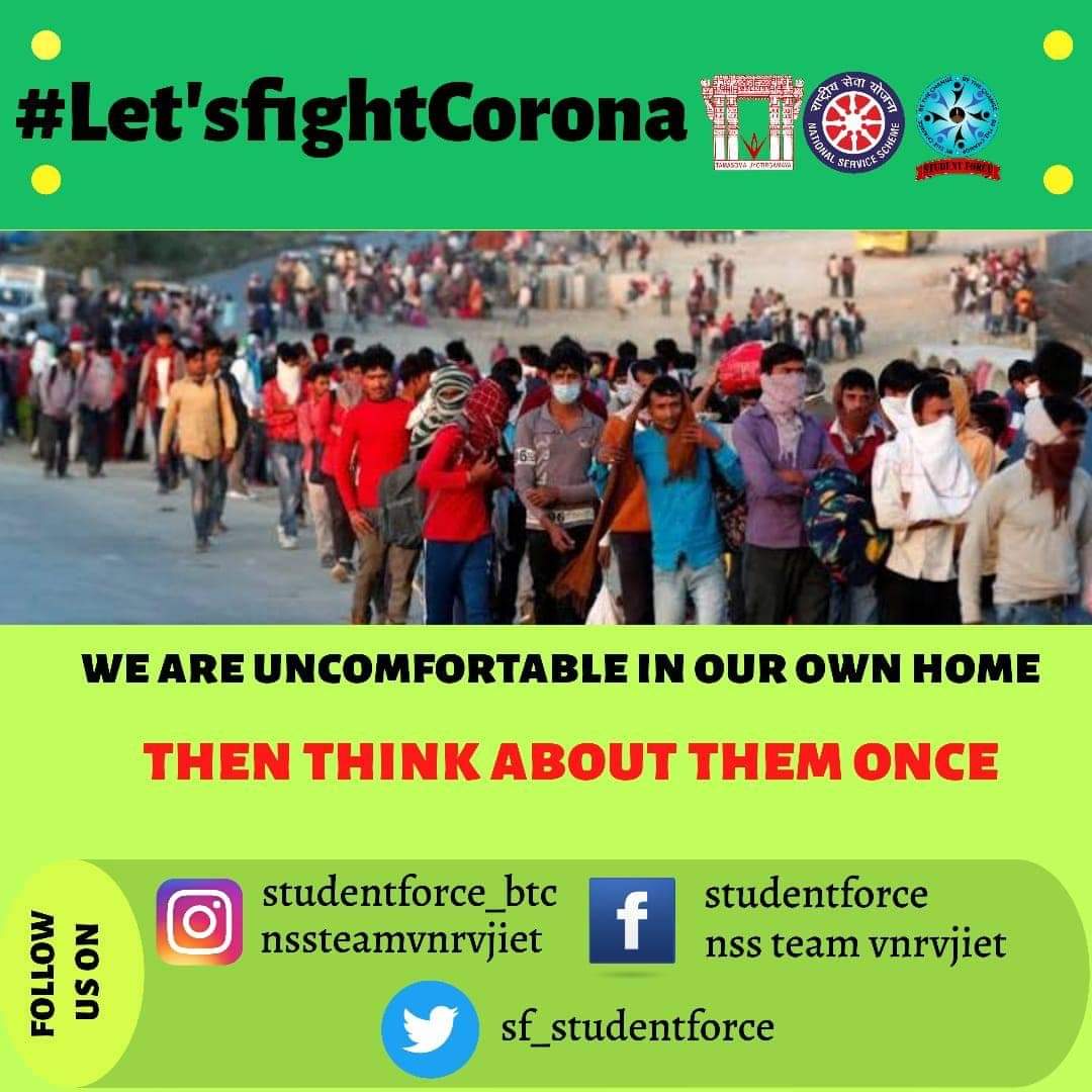 SF_STUDENTFORCE's tweet photo. Hi Friends
We the team VNR Student force &amp; NSS, the social clubs of our college are working for the welfare of society
Do you know just 20Rs can feed a labourer for one meal
Do you know with just 100Rs you can Spread Happiness in a tribal family by Supporting a meal #Supportameal https://t.co/9wgMI7CJtJ