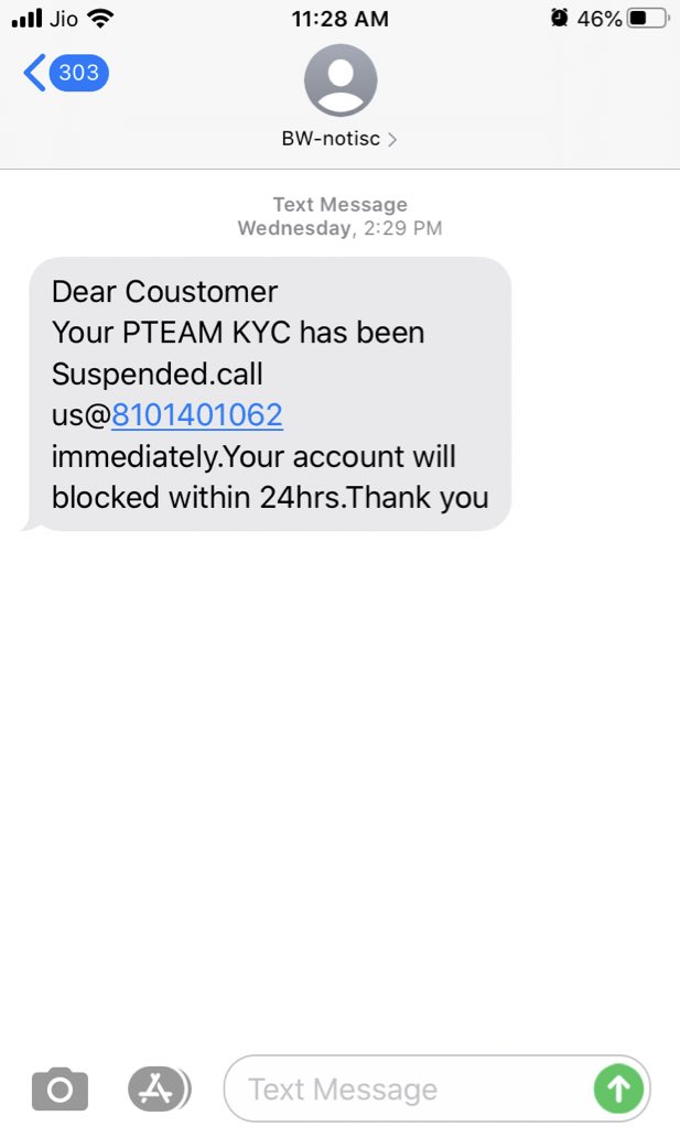 soyeb7's tweet photo. @Paytm @Paytmcare  @PaytmBank @PaytmCybercell @PaytmAshaKiran one fraud sms rcvd that ur pteam acc suspended call us and unlock immediately.
I call him he aend me a link that was paytm login id page.
When i ask counter question he abuse and disconnected. https://t.co/cCUplrENSE