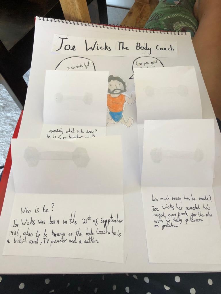 MoonMaddy's tweet image. My god-son Sammy O’Flynn has written this report for Aunty Maddy’s lockdown homework. I am sure you will love it @thebodycoach as he chose YOU! #PEWithJoe #pewithjoewicks