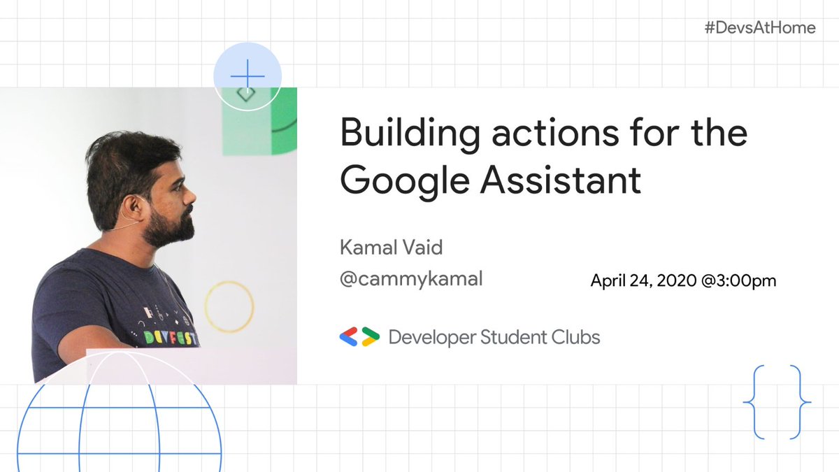 dsccgc's tweet photo. On this episode of #DevsAtHome, we will learn Building Actions on Google Assistant.

Join this Livestream at 3:00 pm today - https://t.co/ltBmCHaycf

Kamal Vaid is GDE for Actions on Google, GDG Chandigarh Organizer and has a great experience of working on this technology. https://t.co/2Zp09csfjk