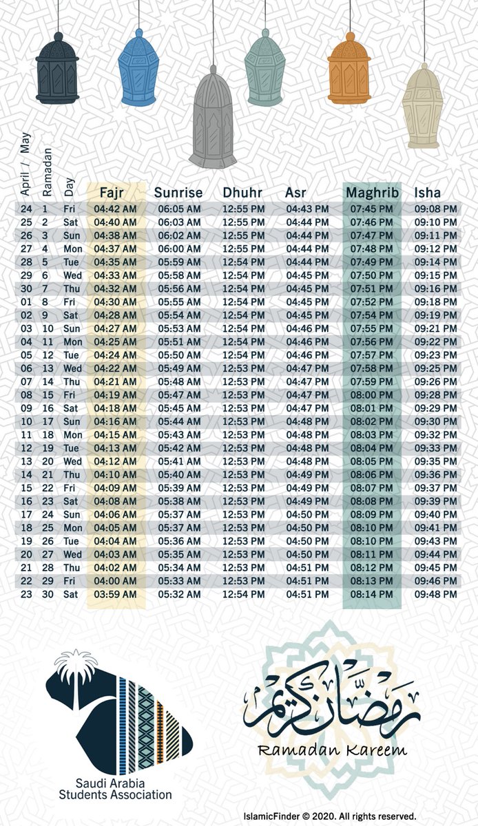 ssastevens's tweet photo. مبارك عليكم شهر رمضان
Friday April 24th is the first Day of  the holy month of RAMADAN, we wish that happiness and blessing find you and fill your house. Ramadan Mubarak to our @stevensgradlife community and Muslim friends!

prayer and fasting time attached. https://t.co/cZQDIIt7RY
