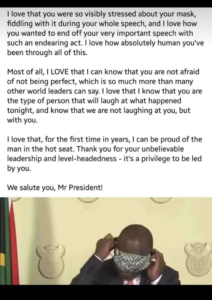 We love you President! <a href="/CyrilRamaphosa/">Cyril Ramaphosa 🇿🇦</a> <a href="/PresidencyZA/">The Presidency 🇿🇦</a>