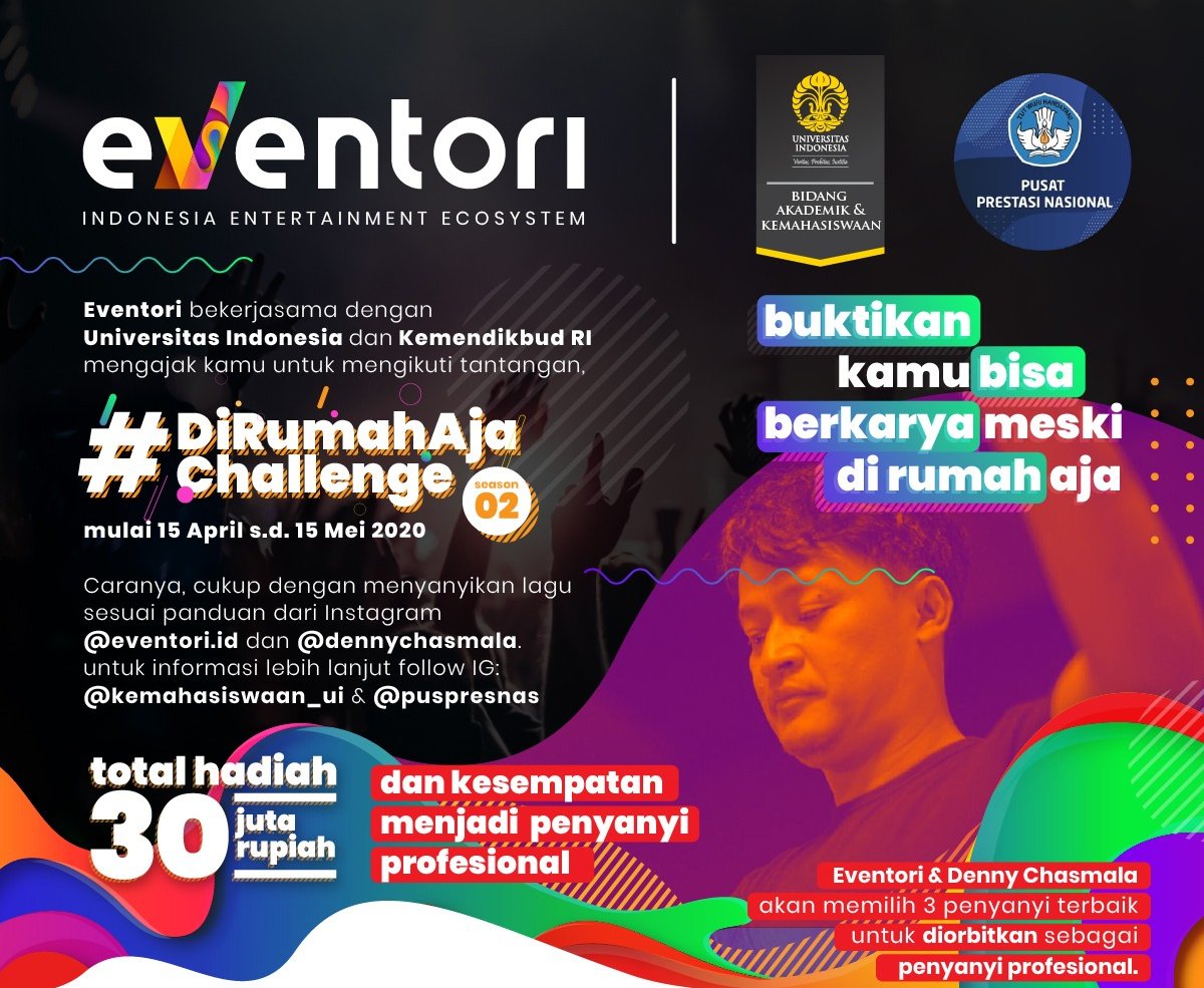 HRFMSurabaya's tweet photo. Eventori #DiRumahAja Challenge season 2 sudah dimulai. Ayo tunjukan bakat Hard Rockers! Buktikan dengan #DiRumahAja bisa tetap berprestasi!
Info lebih lengkap cek di website dan seluruh media sosial https://t.co/nvg55dMwf0.
#DiRumahAjaChallenge2
#SingingDiRumahAja2
#eventori.id https://t.co/elgKfvi0Ma