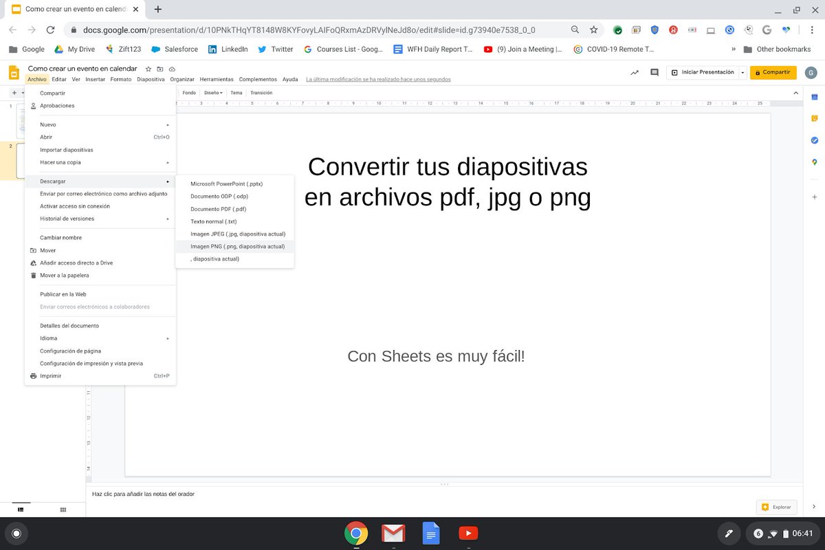 dinsa_es's tweet photo. En #Slides puedes convertir y descargar una diapositiva de una presentación en archivos pdf, jpg o png. Abre ‘Descargar’ en el menú ‘Archivo’ y elige la opción que necesitas. Más información de #GSuite? Contactanos! https://t.co/IlalK4ffxy https://t.co/CUMQBc5B7g
