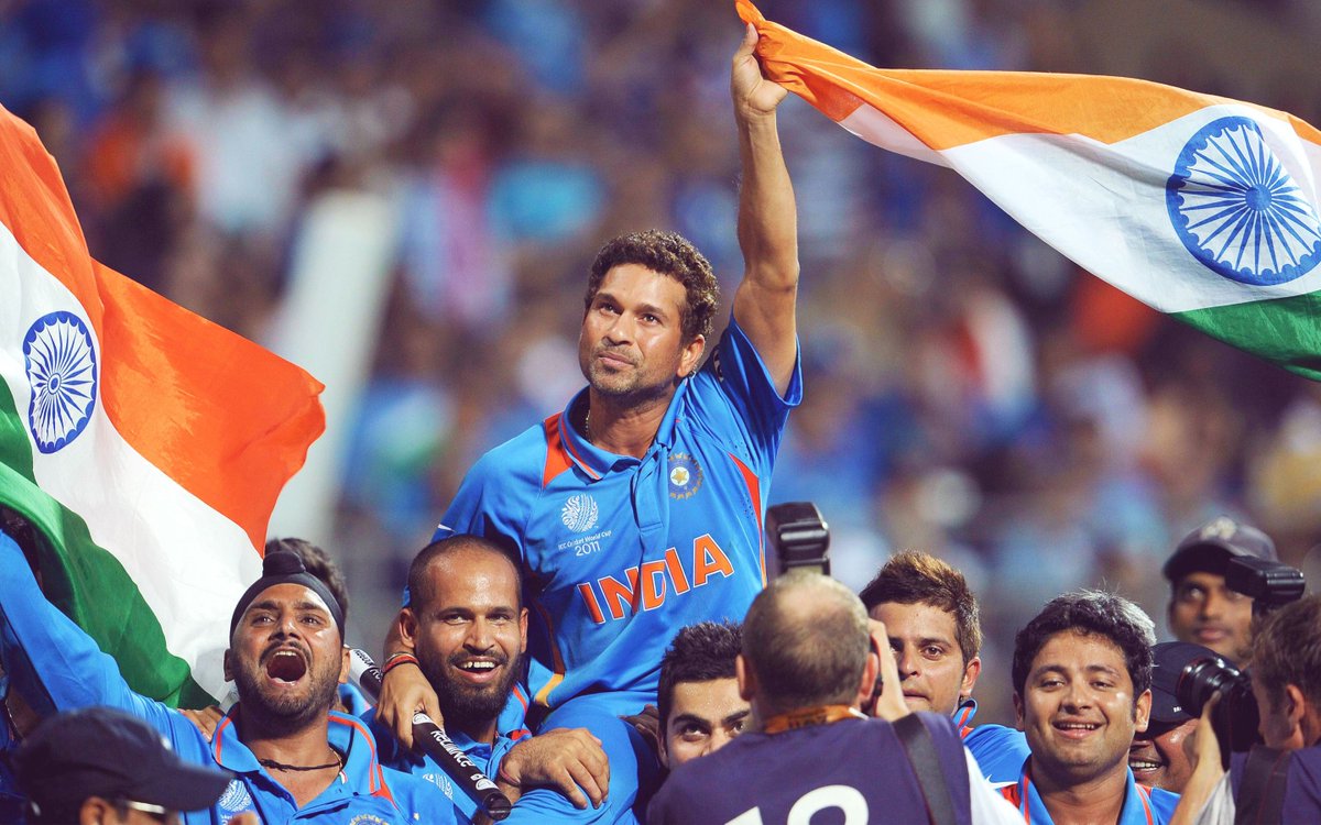 At the age of 37 :  @sachin_rt Finally, achieved his dream of winning the Worldcup. #HappyBirthdaySachin
