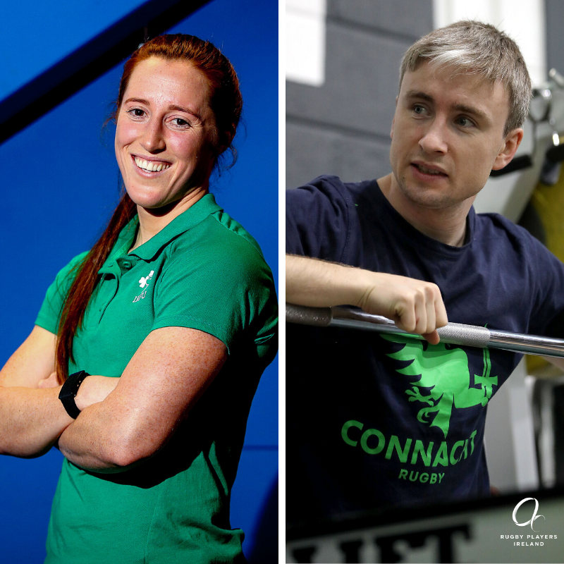 RugbyPlayersIRE's tweet photo. Introducing Dr Claire Keohane &amp; Dr Angus Lloyd😏

Both recipients of our #Goodbody Personal Development Bursary, Claire &amp; Angus have been balancing their studies with rugby for several years! 

Congratulations on their qualifcations this week! 🥂 https://t.co/Ya15Rxb2h5