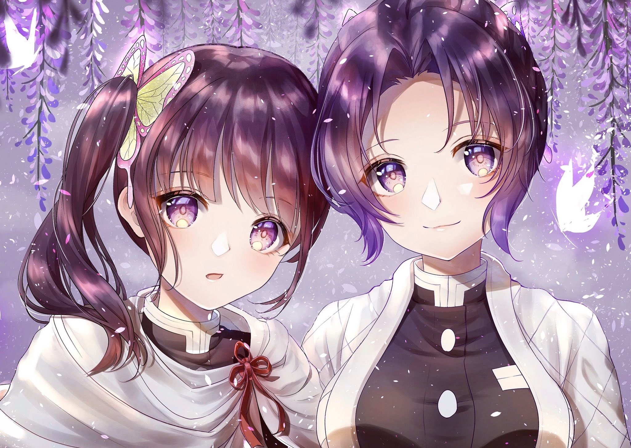 久咲まい 5か月前に描いたイラストを描き直ししました 鬼滅の刃 胡蝶しのぶ 栗花落カナヲ T Co Secc4ehdfb Twitter