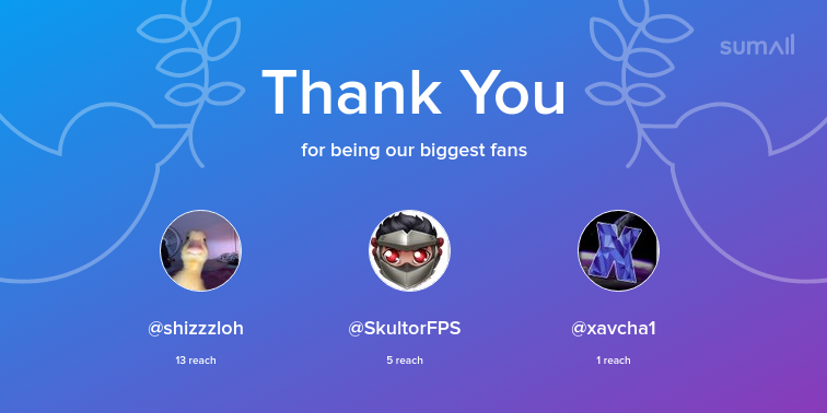 ZipperSkipper's tweet photo. Our biggest fans this week: shizzzloh, SkultorFPS, xavcha1. Thank you! via https://t.co/0WGaKDR49z https://t.co/7oLXQ0Vn5m