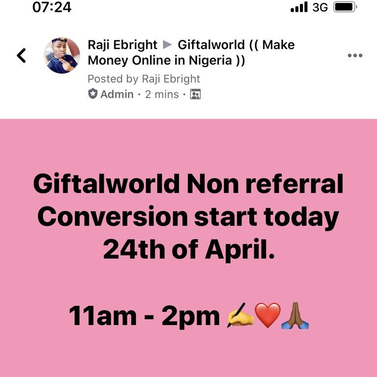AlimuTess's tweet photo. Make money while at home ￼in this lockdown , Giftalworld has been paying Nigerians on a daily basis and we pay out over 3million naira on a daily basis . Do you also want to get a cut from our revenue share ? Visit https://t.co/IT3TpOWfv8 now to register https://t.co/D1yoPhgWbQ
