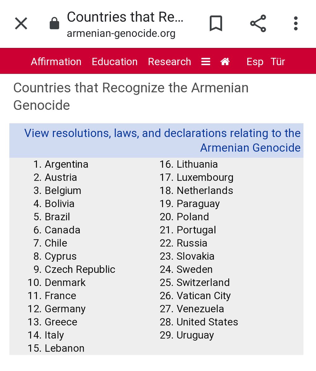 Heute vor 105 Jahren begann der #Völkermord an Armeniern im Osmanischen Reich. Dabei wurden
1.5 Millionen Armenier ermordet.

Hier eine Liste der Staaten, die den #Genozid seitdem anerkannt haben.

Die #Türkei ist immer noch nicht dabei. #April24 #ArmenianGenocide #Aghet