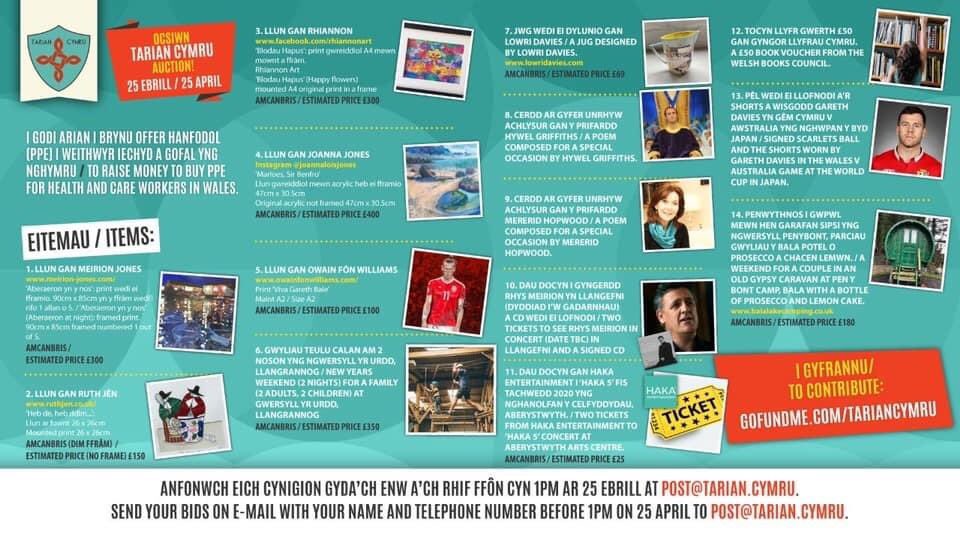 📌1 DIWRNOD I FYND📢  
Anfonwch eich bids am y cerddi, gwyliau, lluniau, celf a chyfleon anhygoel yma at post@tarian.cymru 
Diolch i bawb am roi at yr achos, rhaid i ni ddiogelu gweithwyr iechyd Cymru gyda’n gilydd 🏴󠁧󠁢󠁷󠁬󠁳󠁿