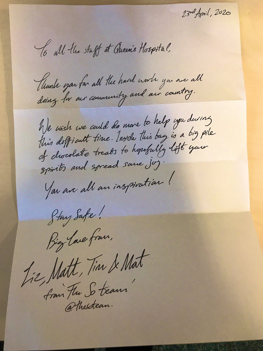 Great way to start Friday! A generous donation and kind letter from <a href="/thesoteam/">The So Team</a> - Thank you and stay safe. @BHR_hospitals <a href="/SupportHospital/">King George & Queen's Hospitals Charity</a>