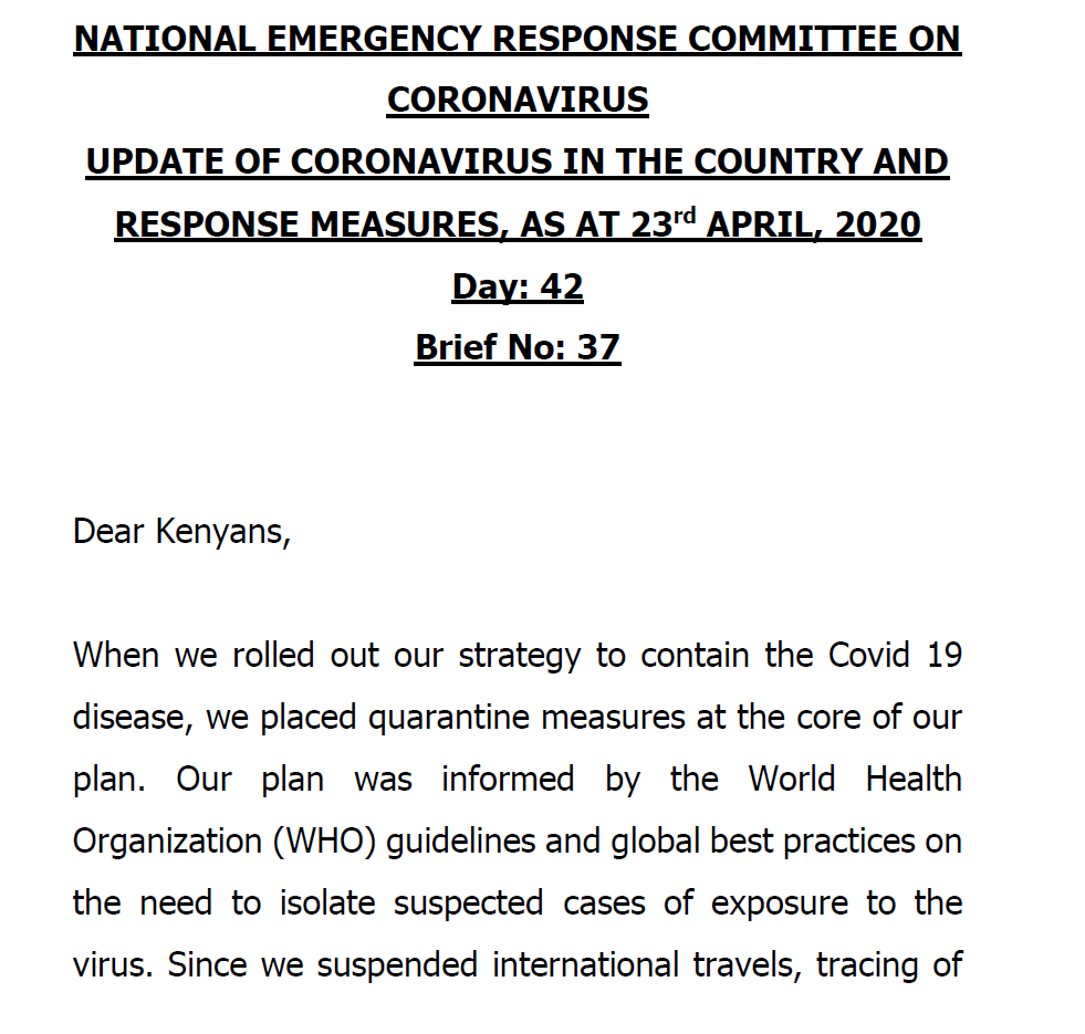 6. Though  @NationalERKe in its statement indicated quarantine is not criminalized or having  #COVID19 is not a crime the practice by  @NPSOfficial_KE & the situation on the ground is different warranting the concerns by many public health specialists  https://twitter.com/LukoyeAtwoli/status/1253264842942750720?s=20