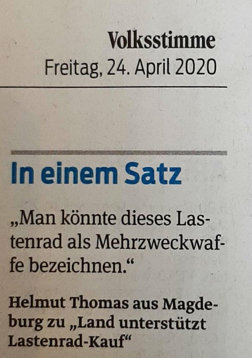 Da fragt sich die Frau mit #Fahrrad:  Nach welchen Kriterien wählt die <a href="/Volksstimme/">Volksstimme</a> eigentlich diesen Satz aus? #Magdeburg <a href="/ADFC_MD/">ADFC Magdeburg</a>
