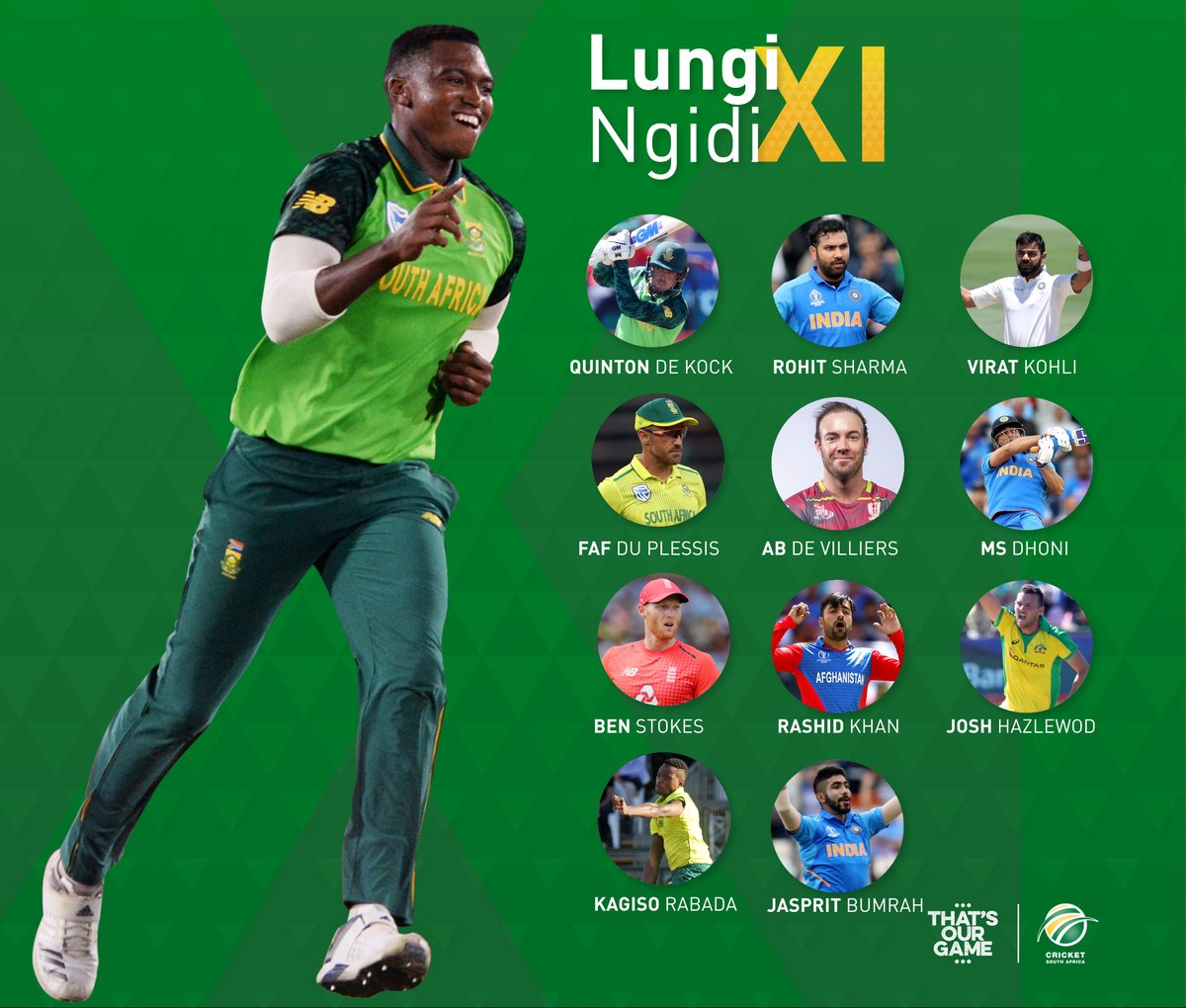 Not a bad team...

<a href="/NgidiLungi/">Lungisani Ngidi</a> reveals the best XI he has played with and against.

Thoughts?🤔

#ProteaFire