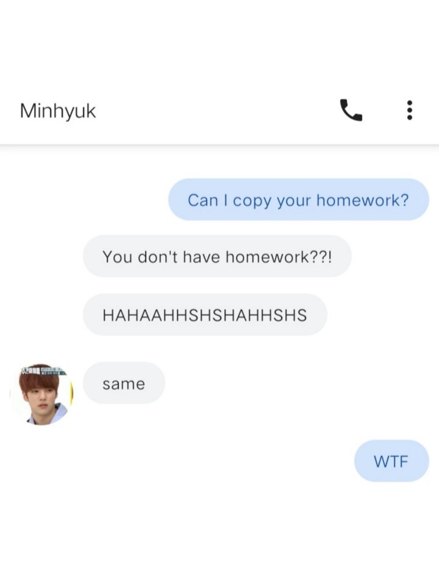 monsta x responding to "can I copy your homework?" ㅡa thread @OfficialMonstaX  @official__wonho