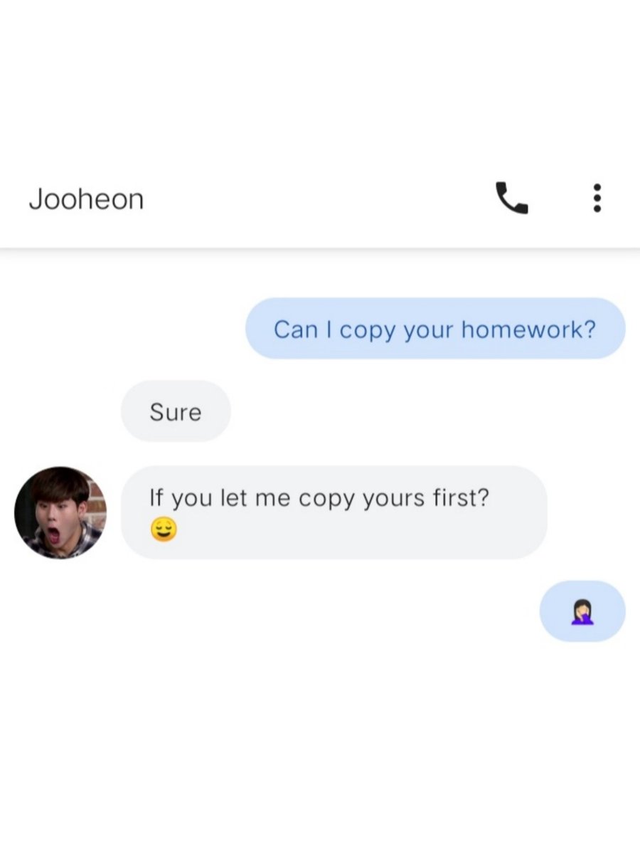 monsta x responding to "can I copy your homework?" ㅡa thread @OfficialMonstaX  @official__wonho