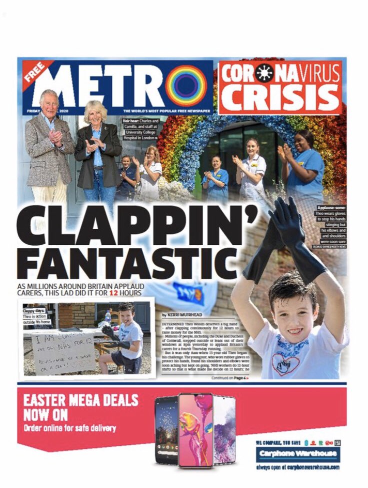 The amazing @NHSuk 👏🏻👏🏻👏🏻. Endlessly in awe of the brilliant work my bestie Jess Bibby does for @EvelinaLondon. And incredible to see my other bestie Lizzie Clarke and her company @earlyhoursltd ‘s floral rainbow celebration for UCLH make front page news @MetroUK ❤️ 🌈 #NHSheroes