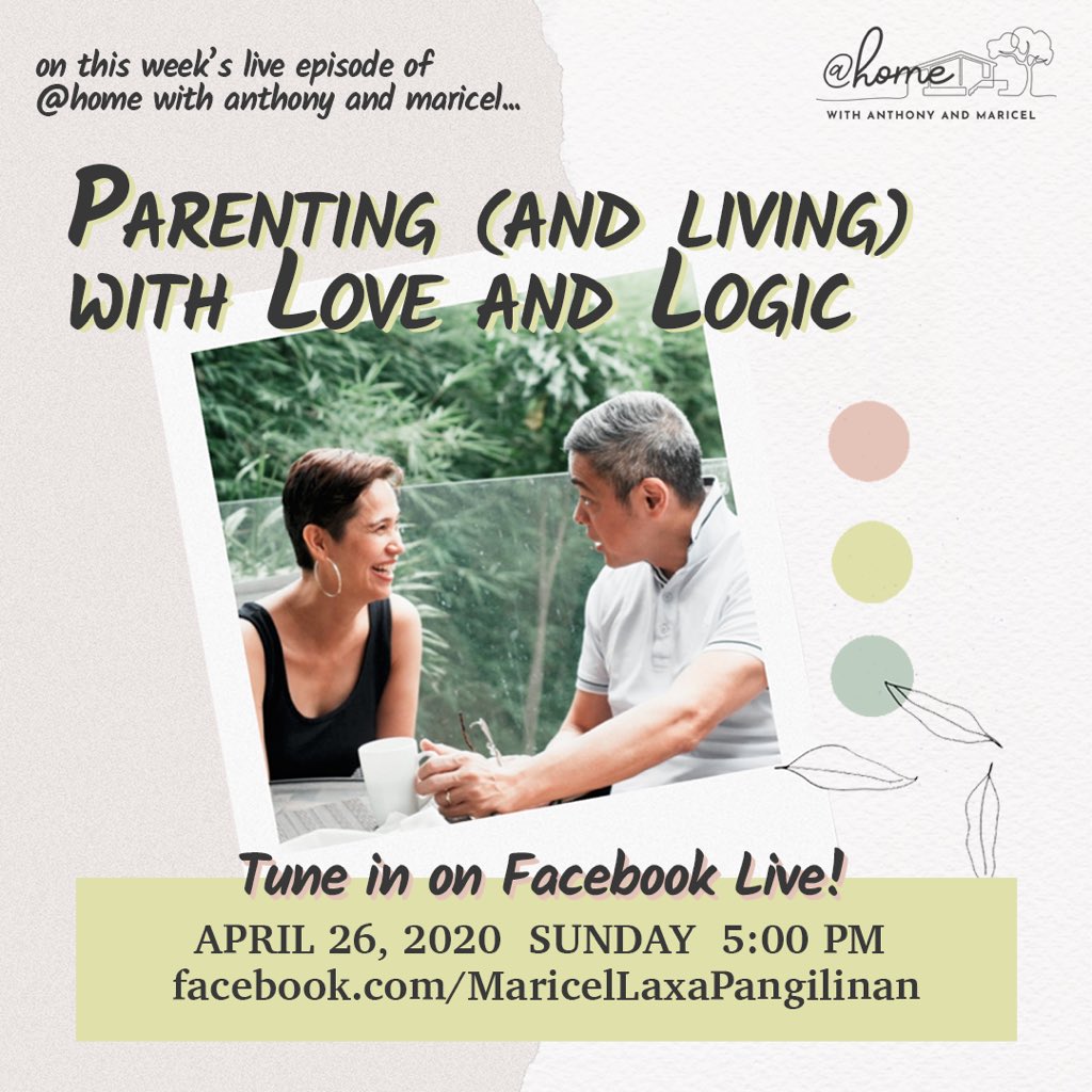 This Sunday @/home with Anthony &amp; Maricel: Parenting (and living!) with Love and Logic 🏡