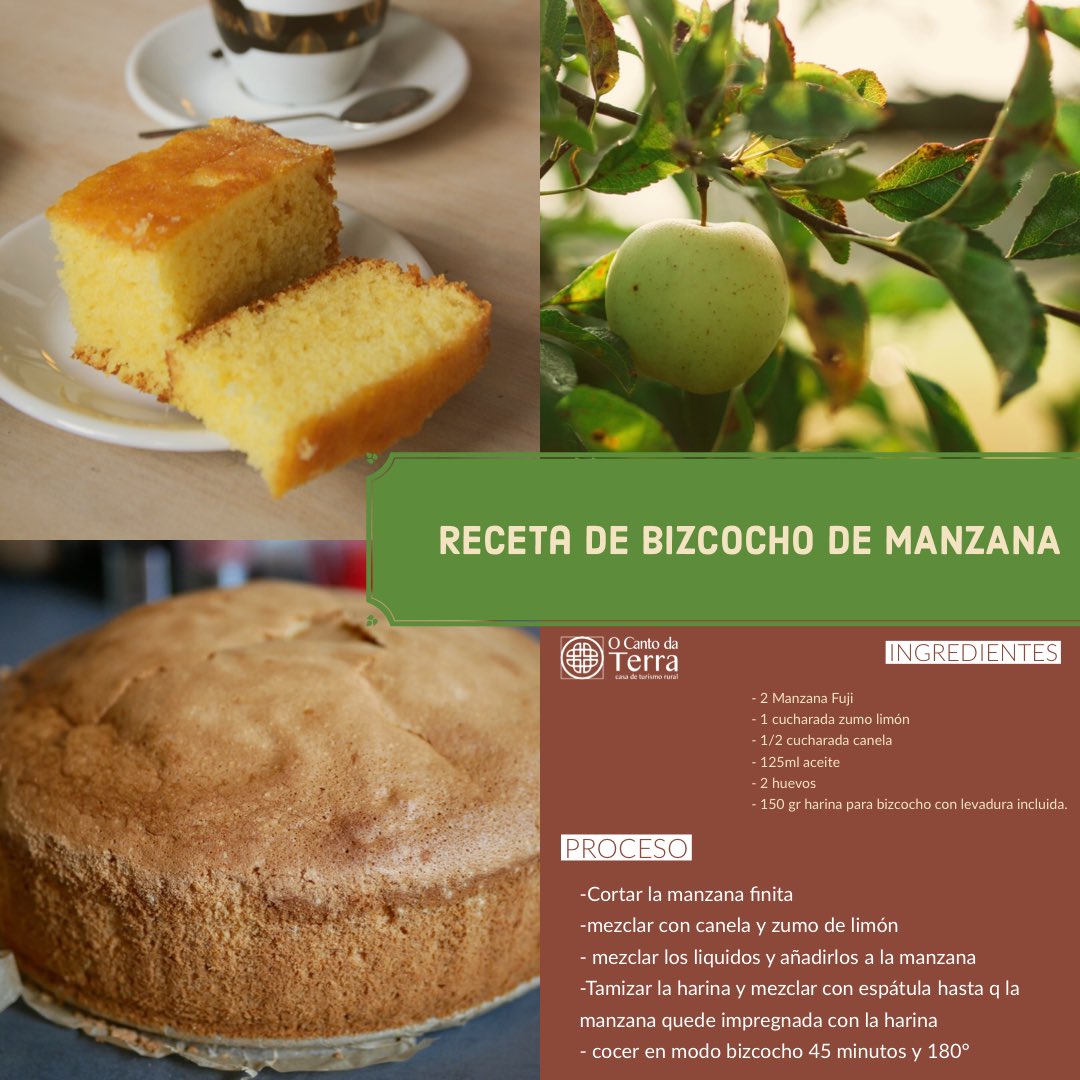 CantoTerra's tweet photo. Para no aburrirnos este fin de semana os proponemos disfrazarnos de reposteros y ponernos manos a la obra para hacer un rico BIZCOCHO DE MANZANA.......Una especialidad de nuestra casa 😉.

#RibeiraSacra #postres #cocinaencuarentena #Galicia #naturaleza #rural #Turismo #Pantón https://t.co/F5A3j3UMey