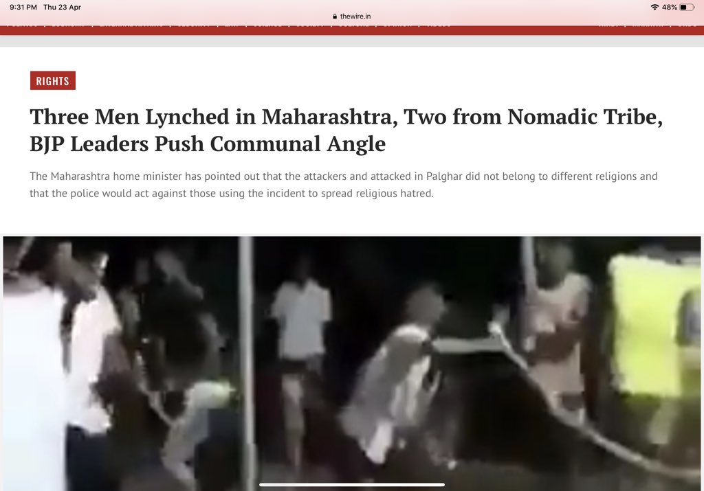 A short but disturbing storyA report by a portal recently said the sadhus lynched in Palghar belonged to a nomadic tribe, and insinuated that they weren’t really Hindus