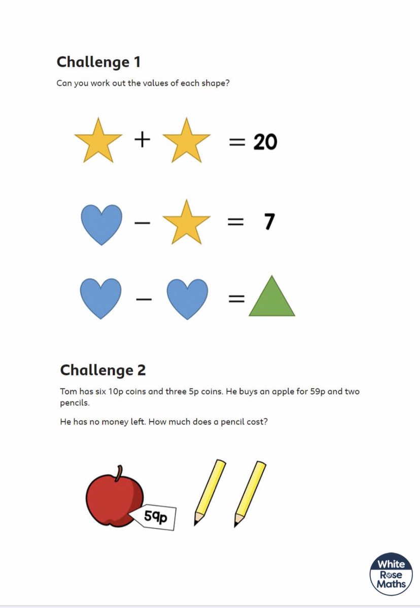 Overchurch6's tweet photo. Friday White Rose maths challenge. https://t.co/IOQ6DVNy3F