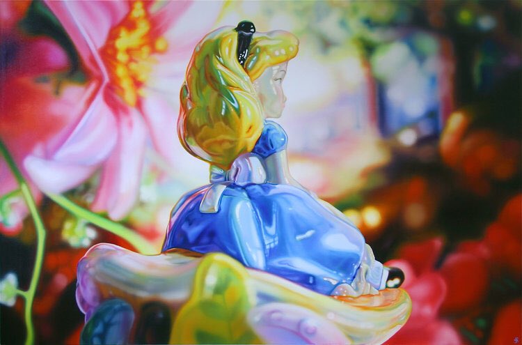Today’s archive painting is Alice In Wonderland 2010, 90x140cm oil on canvas. One of my all time faves &amp; bought by the Saudi Royal family!!
It was a very ambitious painting given the scale, but I was so pleased with it. If you like her pls RT, thank you!!
