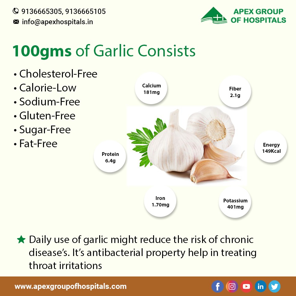ApexgroupH's tweet image. Garlic has been shown potential effects on several medical conditions like cancer, psoriasis, and wound healing.

Consume Garlic on daily basis &amp;amp; stay healthy.

#benefitsofGarlic #ApexGroupofHospitals