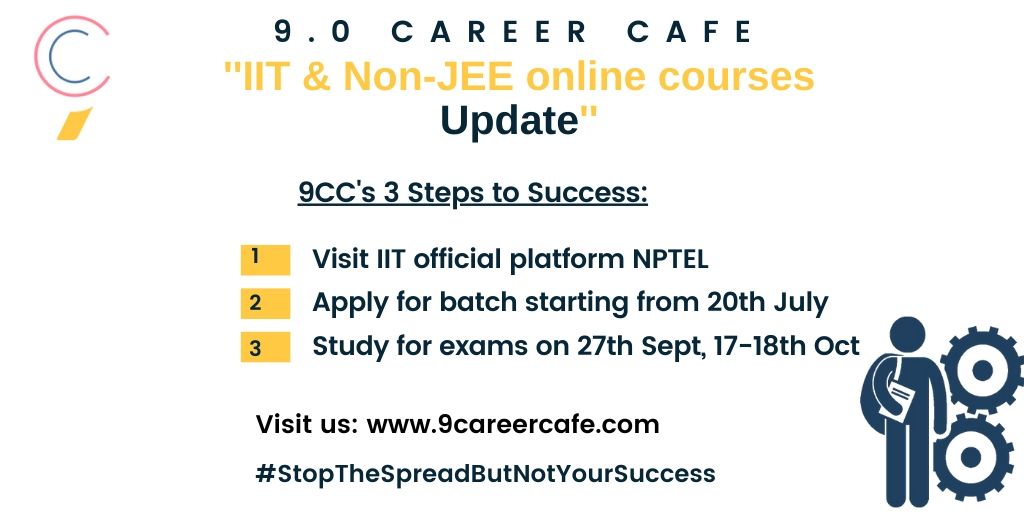9CareerCafe's tweet photo. #students #success #covid19update #IIT#JEE
#9CC's 3 Steps to Success:
IIT is offering #short #courses through its official online platform #NPTEL without appearing for #JEE.
Read further: https://t.co/c8Mx1XcDTa
We at 9CC are here for you!
#StopTheSpreadButNotYourSuccess https://t.co/rZOVFfPeP2