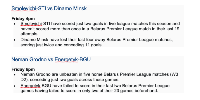 Some Opta stats attached for MD6 of the Belarus Premier League here.