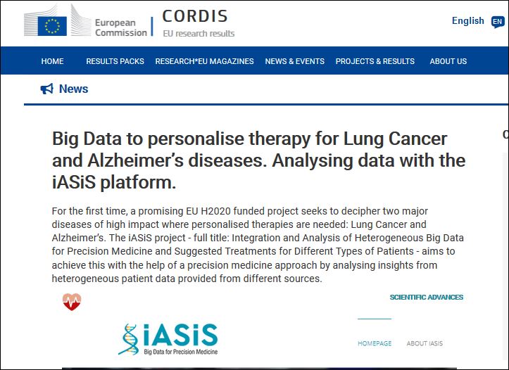 Project IASIS (@project_iasis) on Twitter photo Progress of the <a href="/Project_IASIS/">Project IASIS</a> is showcased on the <a href="/CORDIS_EU/">EU Research Results</a> website.
Read all about it today: cordis.europa.eu/article/id/417…
#PrecisionMedicine #PersonalisedMedicine #LungCancer #Alzheimers #BigData Progress of the <a href="/Project_IASIS/">Project IASIS</a> is showcased on the <a href="/CORDIS_EU/">EU Research Results</a> website.
Read all about it today: cordis.europa.eu/article/id/417…
#PrecisionMedicine #PersonalisedMedicine #LungCancer #Alzheimers #BigData