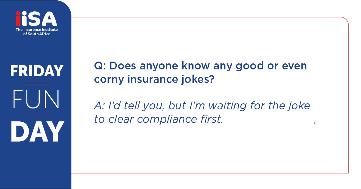 IISA_ins's tweet image. Q: Does anyone know any good or even corny insurance jokes?

A: I’d tell you, but I’m waiting for the joke to clear compliance first.

#FridayFunDay #InsuranceJokes #IISA