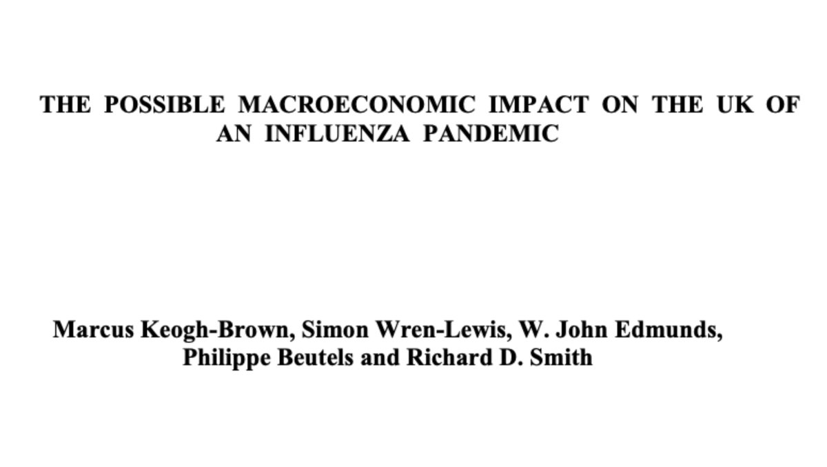  https://www.economics.ox.ac.uk/materials/working_papers/paper431.pdf UK economic impact planing on influenza pandemics.