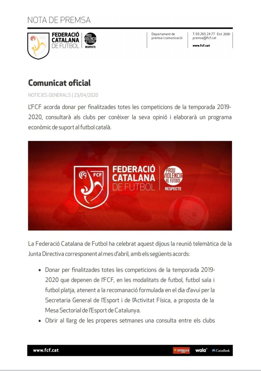 pbcinccopes's tweet photo. ✒️ COMUNICAT OFICIAL DE LA FCF ⚠️ https://t.co/OAMUed5m0z