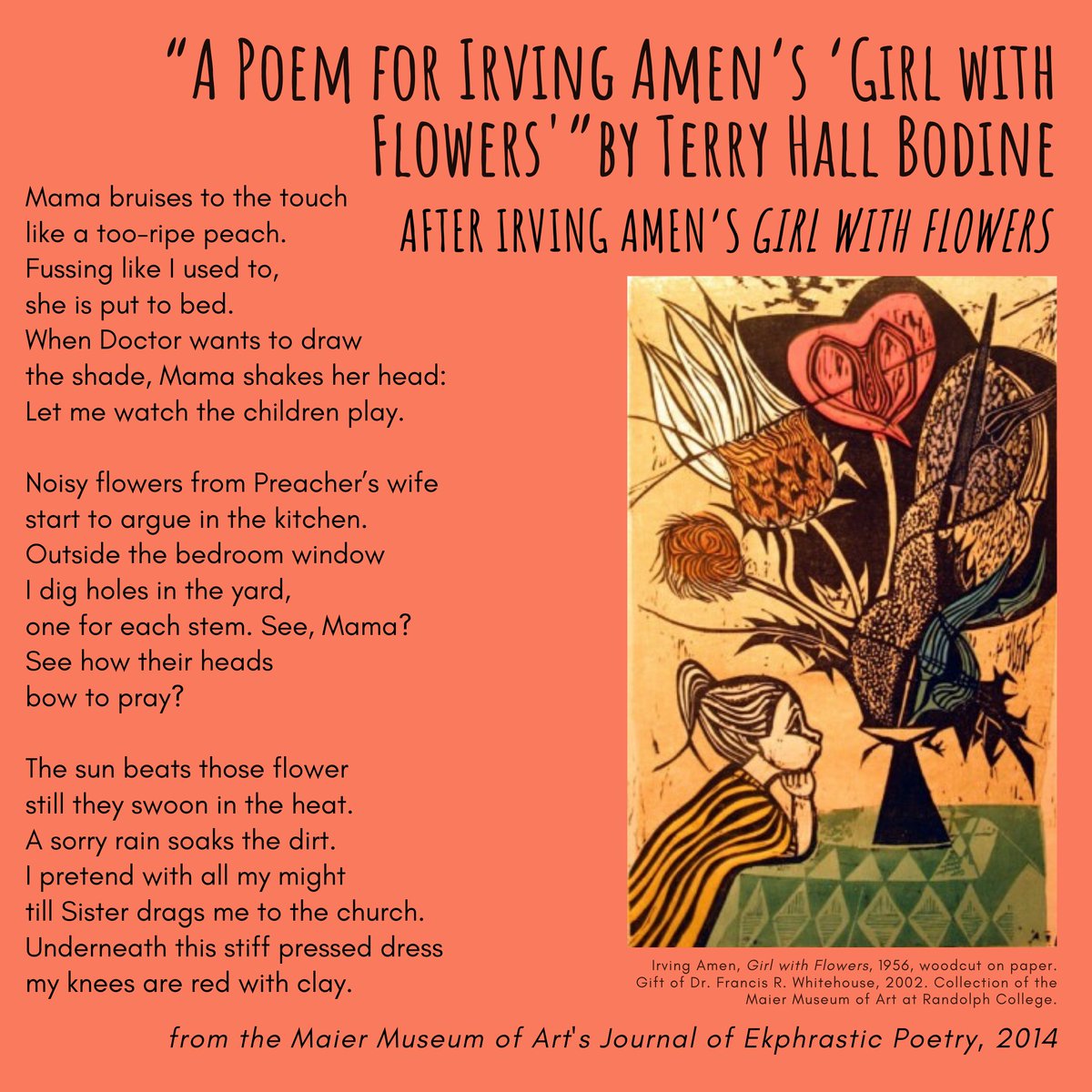 MaierMuseum's tweet photo. In honor of #Virginia Garden Week! Check out our Journal of #Ekphrastic #Poetry and submit your #poems at https://t.co/np1lSFO4c4

@POETSorg #MaierEkphrastic #nationalpoetrymonth @randolphcollege #lynchburggardenclub #hgw2020 #hgwlynchburg #hillsidegardenclub https://t.co/vQqSIkIEvc