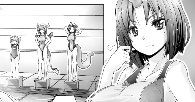 僕も「エクストリームスポーツ」のほうに競泳水着のエルマさんを描かせていただきました。コミケ気分でドゾ。 