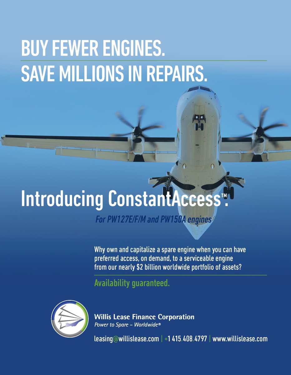 WillisLease's tweet image. Why own and capitalize a spare engine when you can have preferred access, on demand, to a serviceable engine from our nearly $2 billion worldwide portfolio of assets? Learn about #ConstantAccess for PW127E/F/M and PW150A engines today! #EngineLeasing #engine #aviation
