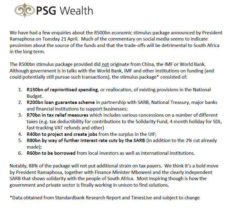 Where did the R500bn come from?