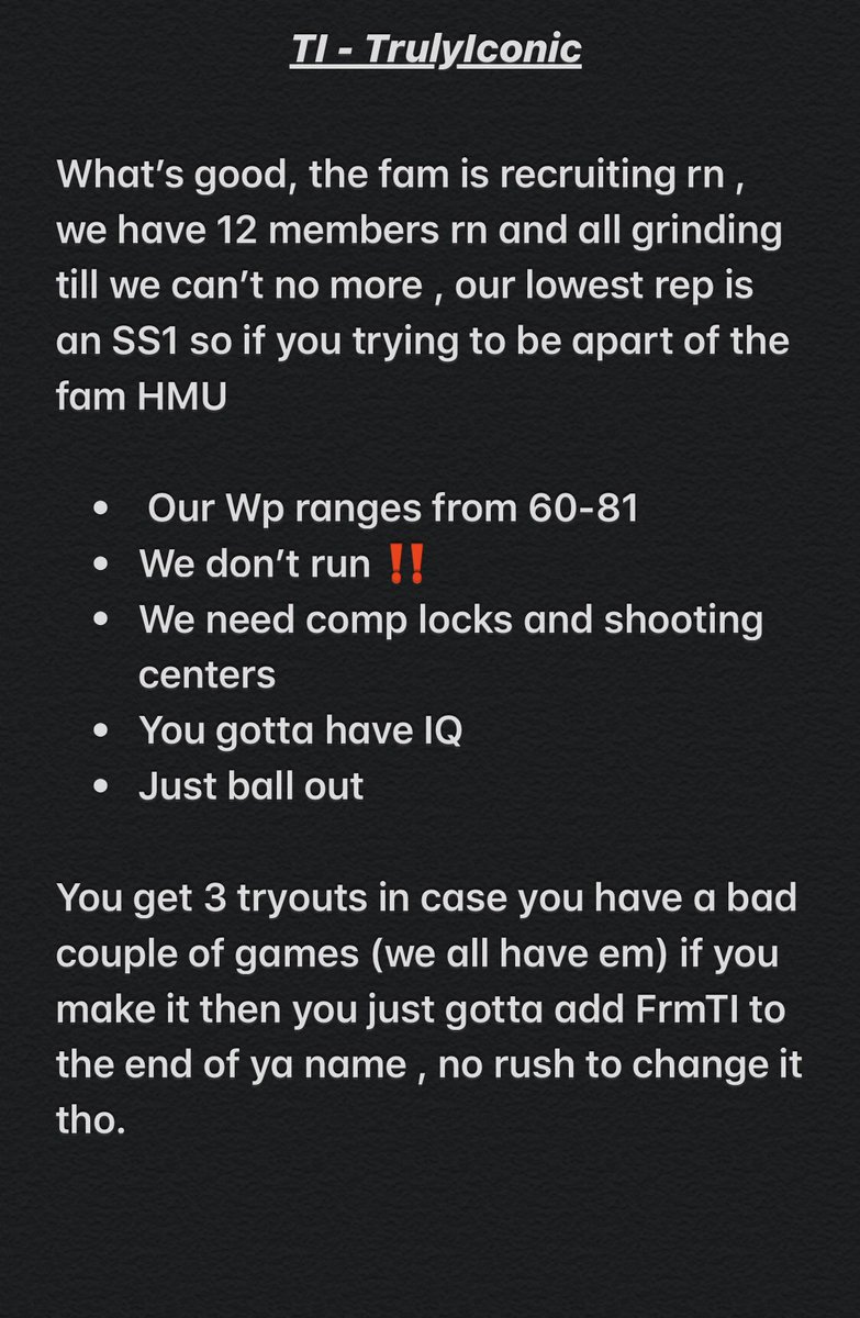 Truly__Iconic's tweet photo. For all the PS4 free agents who’s looking for a comp clan come get right with us , we’re recruiting rn #2kfreeagent #2kclan #2kCommunity https://t.co/vg4JhJpmFp
