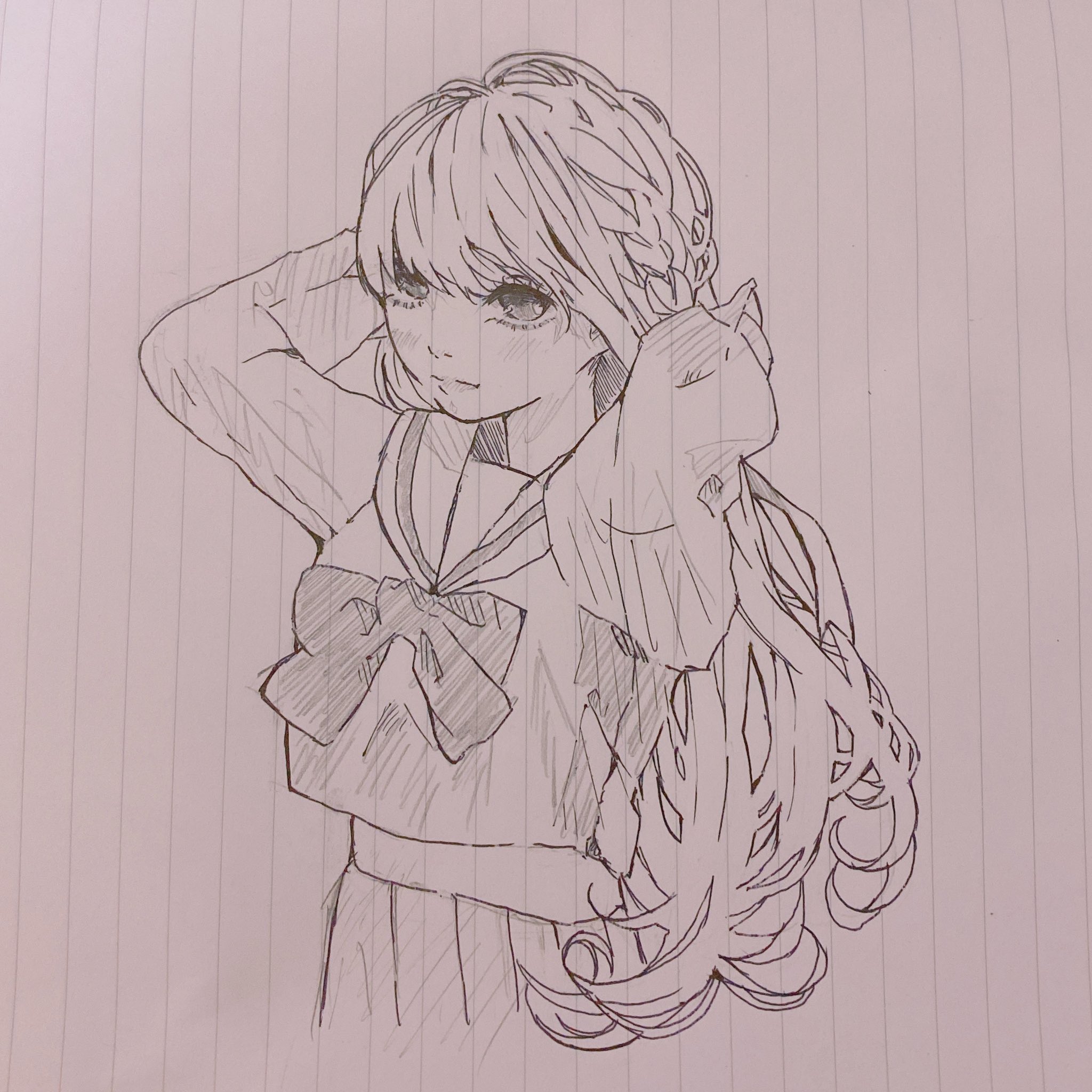 昨日のイラストボールペンで清書した 髪の流れにこだわってみた T Co Mzohf9bs2f Twitter