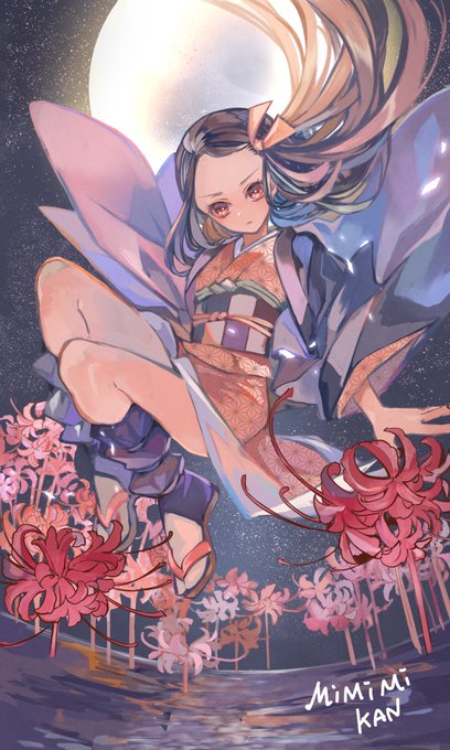 みみみかん！！🍊さんがTwitterに投稿した竈門禰豆子(鬼滅の刃)のイラスト。