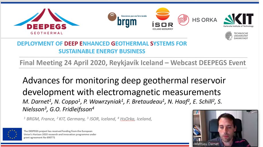 #MathieuDarnet from <a href="/BRGM_fr/">BRGM</a> concluded in his #DEEPEGS Final Meeting presentation that #CSEM surveying is a good option to achieve a sufficient S/N ratio for resistivity monitoring. 

Their presentation with findings will be available on our website soon. 
#DEEPEGSpublications