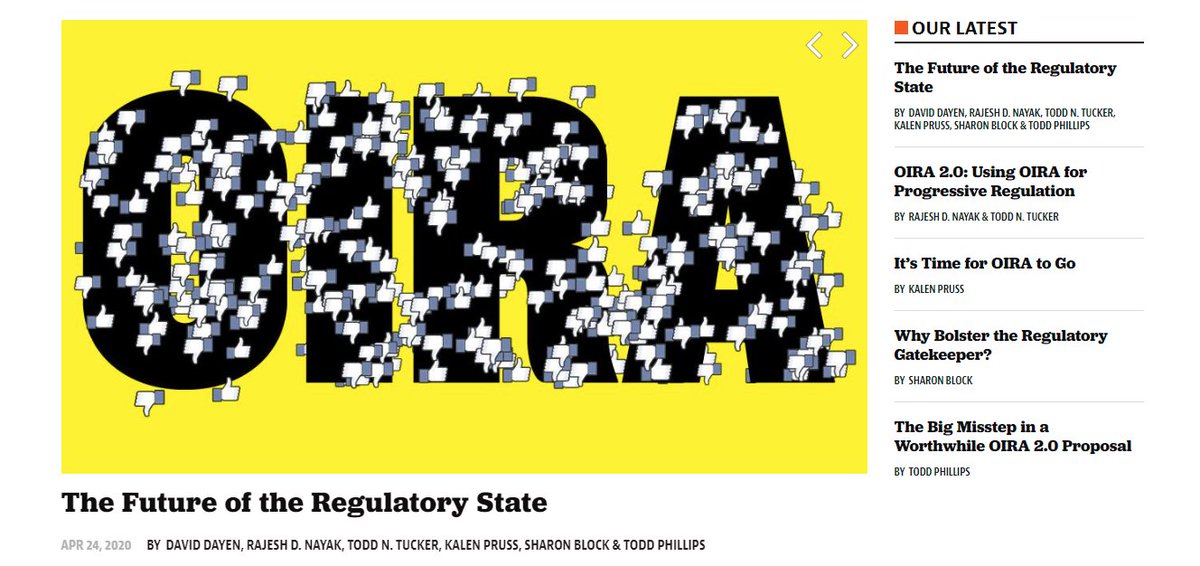 Today, in  @theprospect, we're debating the proper role in a progressive administration for an obscure agency called the Office of Information and Regulatory Affairs. You're going to want to check this out. Thread https://prospect.org/day-one-agenda/future-of-the-regulatory-state/