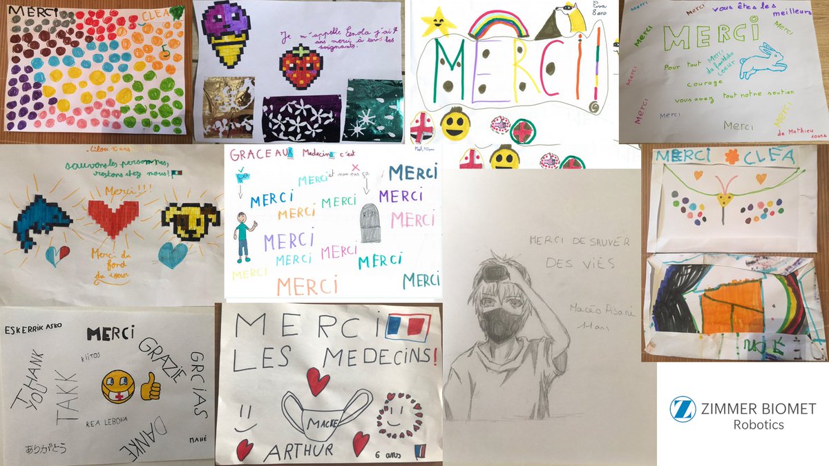 Toute la #team Zimmer Biomet Robotics, du plus petit au plus grand, soutient tous nos héros du moment ! 🤖

La preuve en image !
#protegetonsoignant #covid19 #ZimmerBiomet
